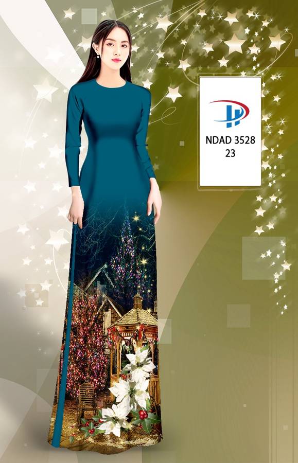 Vải Áo Dài Phong Cảnh Giáng Sinh AD NDAD3528 2
